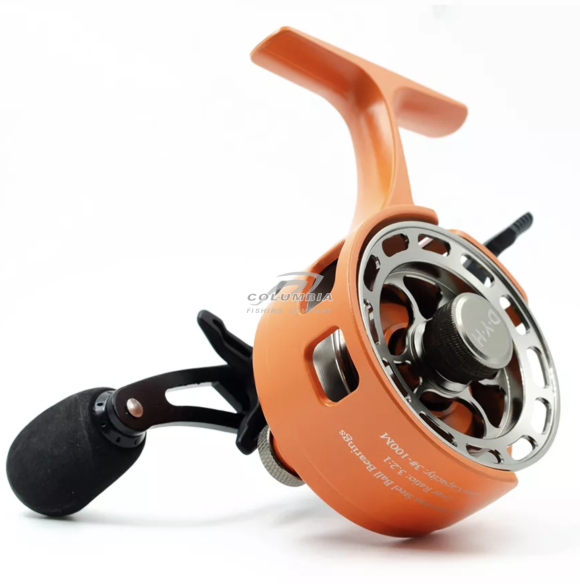 Катушка мультипликаторная под левую руку зимняя DYH1986  L R оранжевый  белый